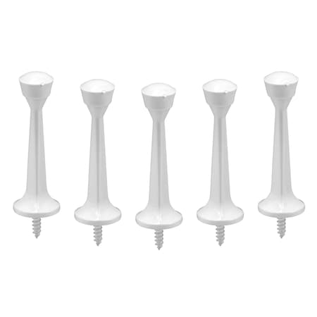 Prime-Line Rigid Door Stop, 2-7/8 in. Reach, Diecast Construction, White Finish, Baseboard Mount 5 Pack MP10237-5